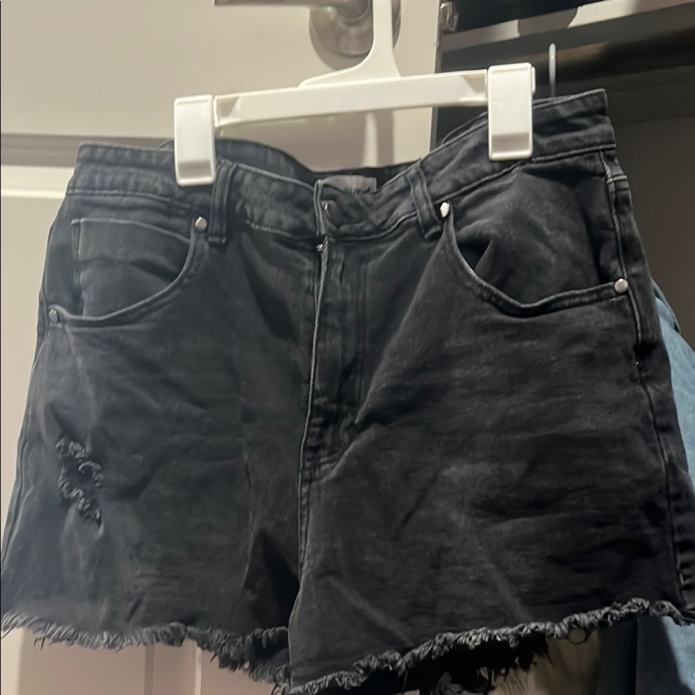 Abound Black Jean Shorts Distressed Frayed Hem